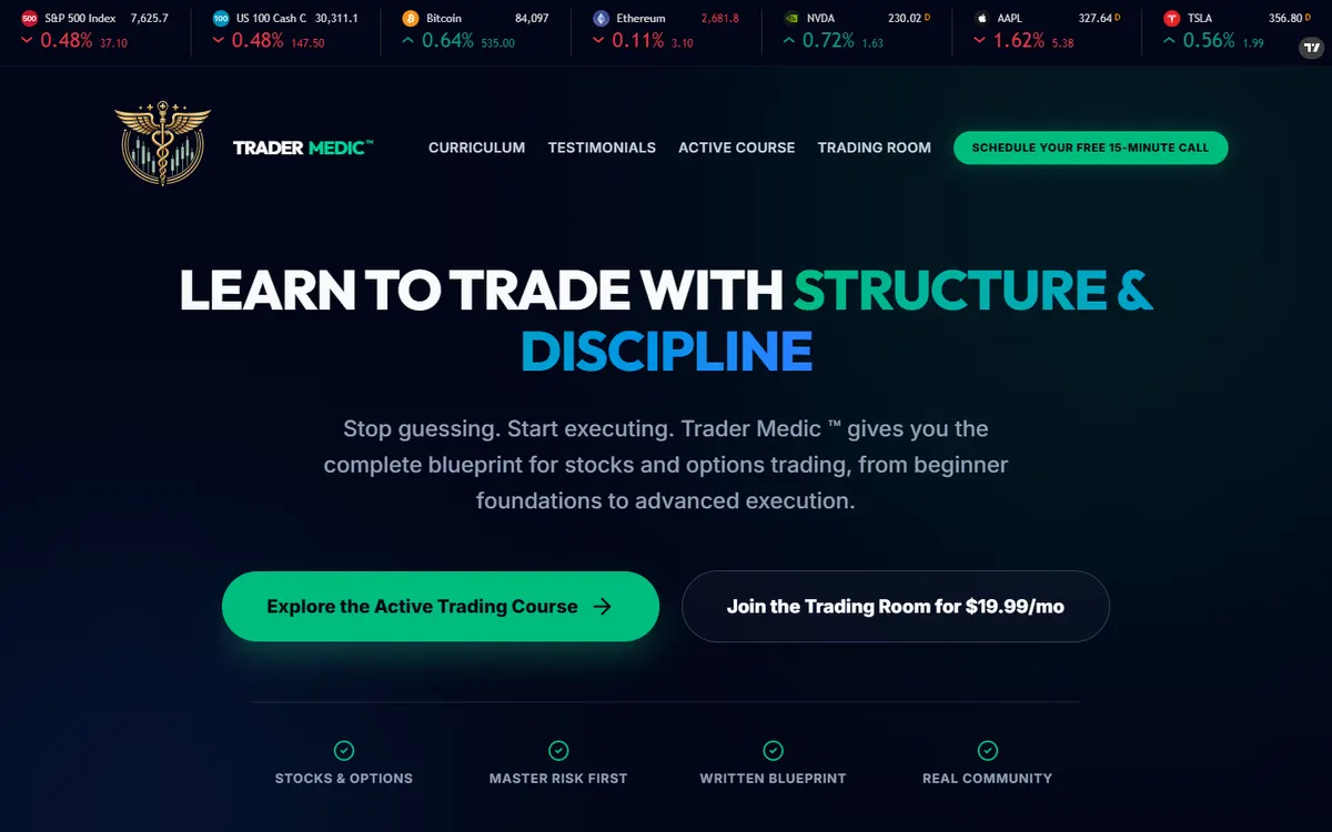 The Trader Medic website