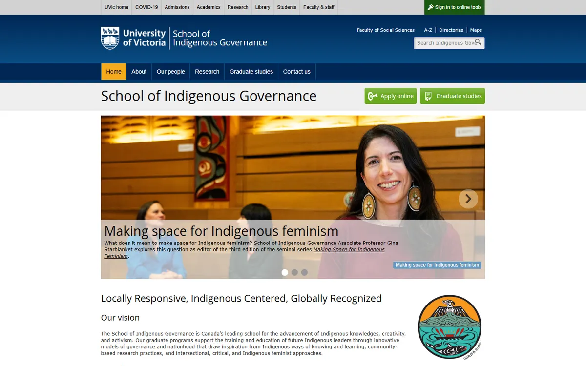 University of Victoria, Indigenous Governance website